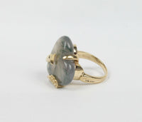 Natural Agate Arrow Heart 14K Gold Statement Ring - alpha-omega-jewelry