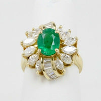 Natural Emerald and 2.2 Carat Diamond 18K Gold Cocktail Ring - alpha-omega-jewelry