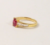 GIA Certified Ruby and Diamond Baguette 18K Gold Alternative Engagement Ring - alpha-omega-jewelry
