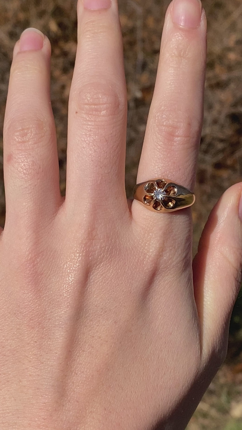 Antique Diamond and 14K Gold Belcher Ring