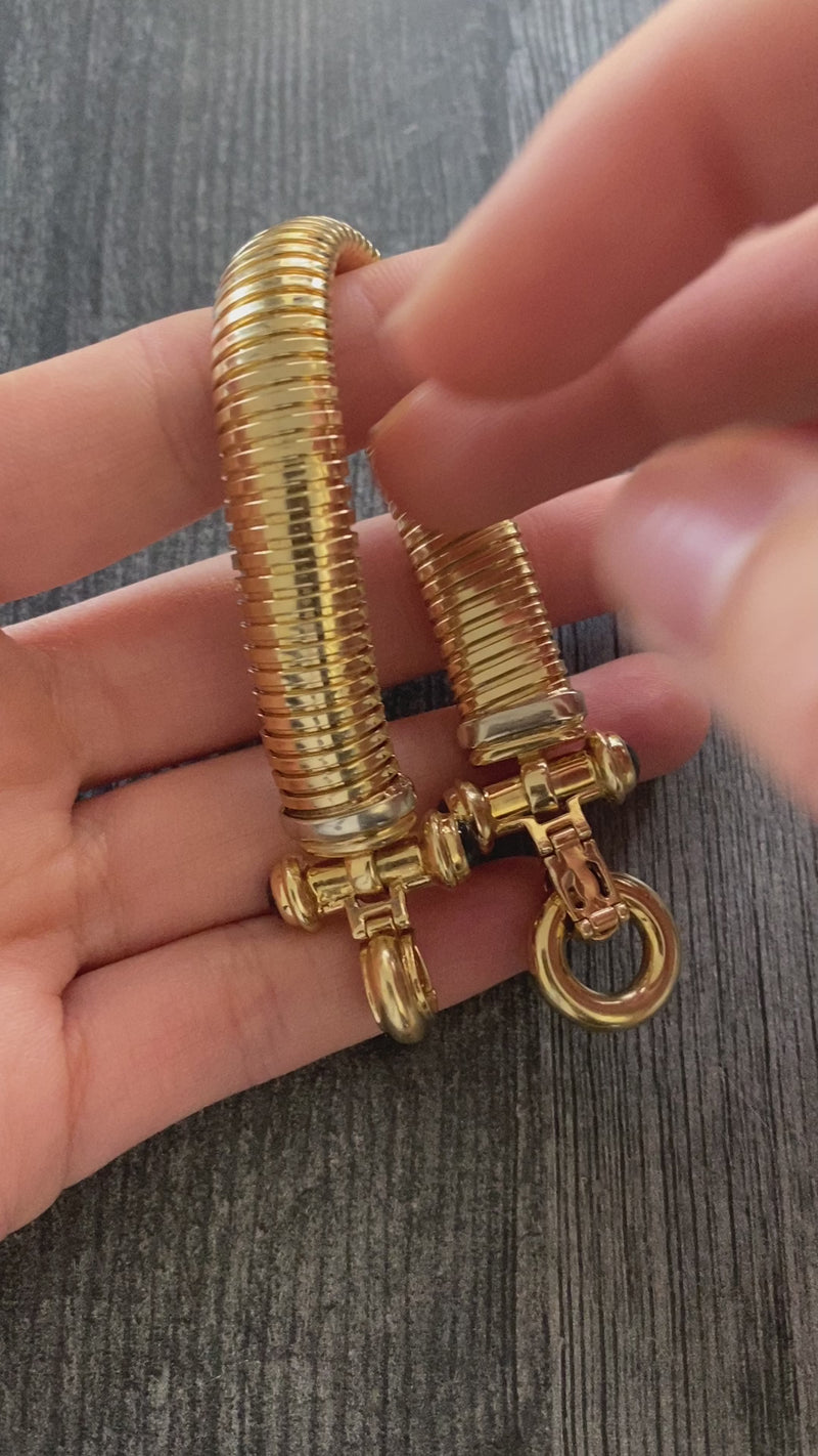 Vintage 14K Gold Tubogas Bracelet, 7” Long