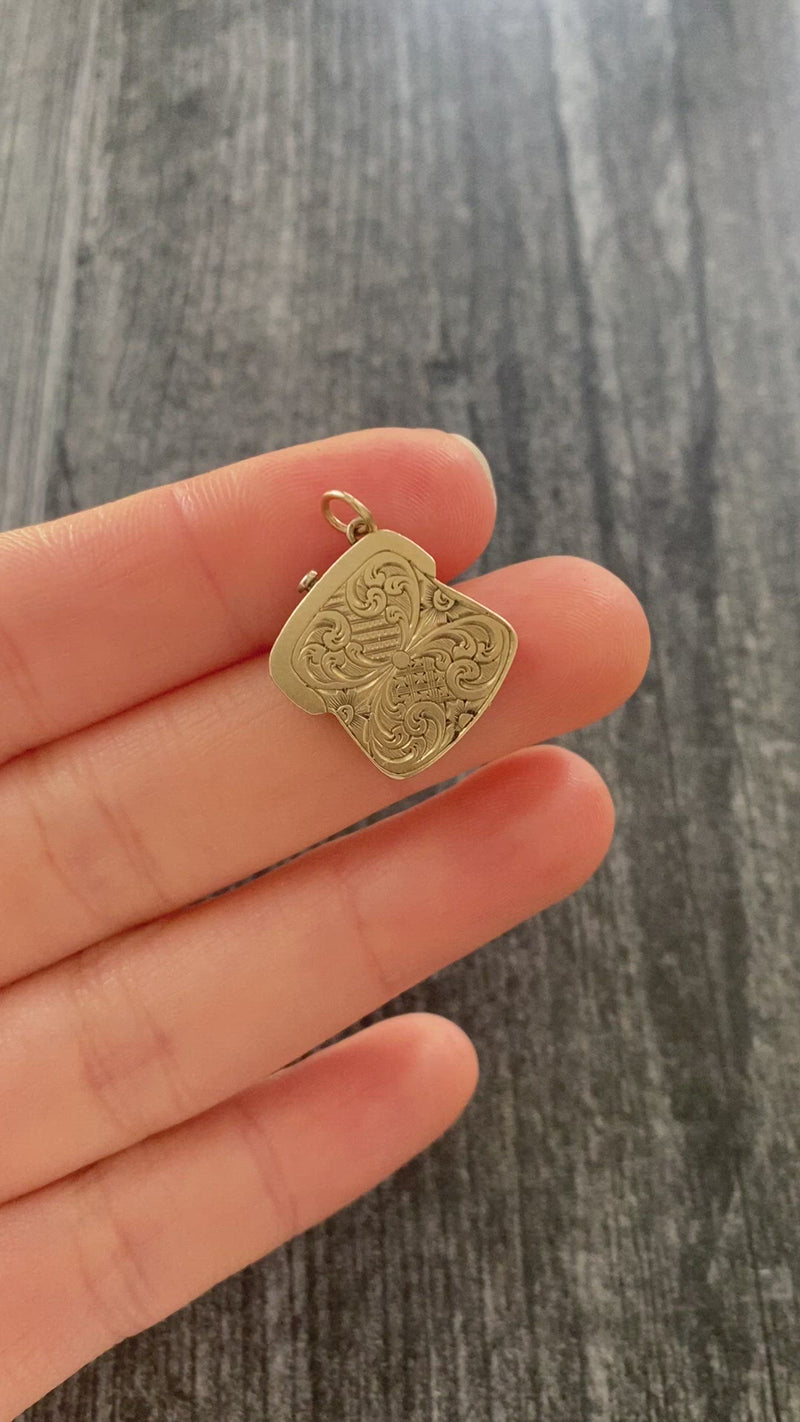 Victorian 14K Gold Purse Charm, Articulated Antique Pendant