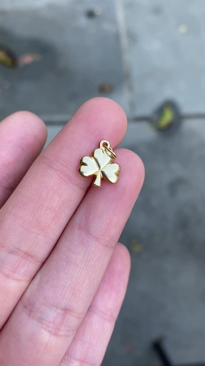 Small Vintage 14K Gold Puffy Clover Charm