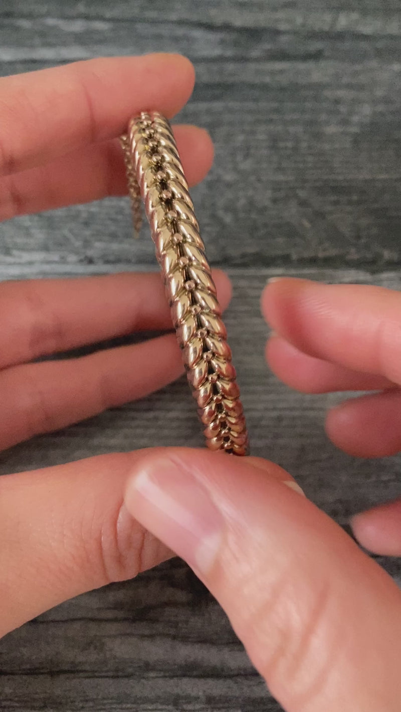Vintage 9K Gold Plaited Pattern Bangle Bracelet