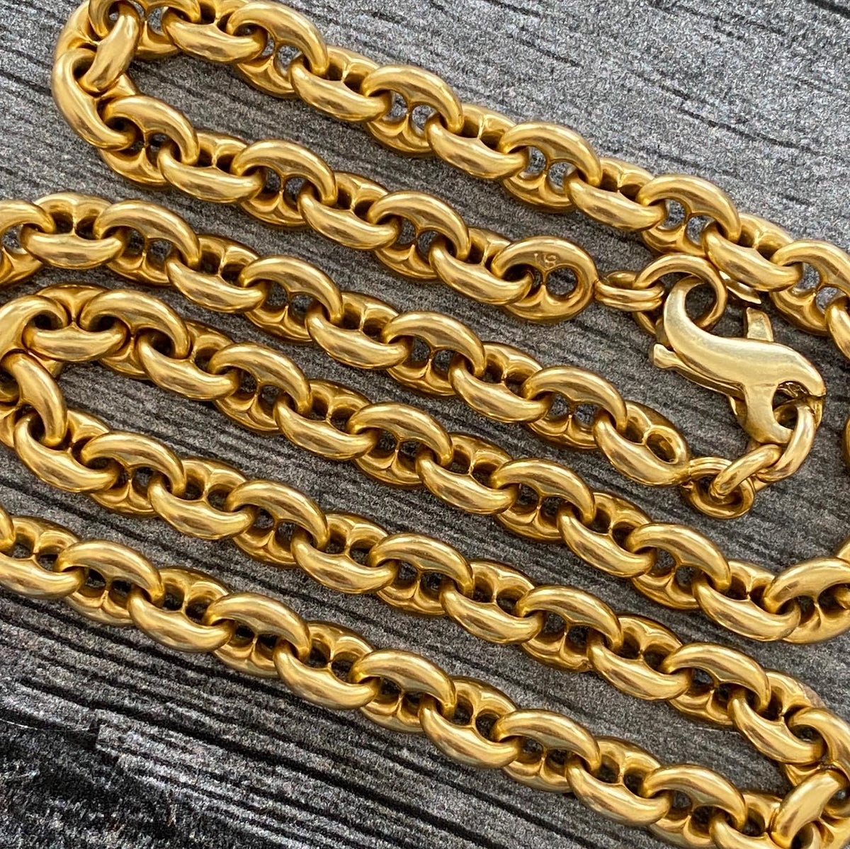 Vintage 18K Gold Mariner Chain, 16 Anchor Link Necklace – Alpha & Omega  Jewelry