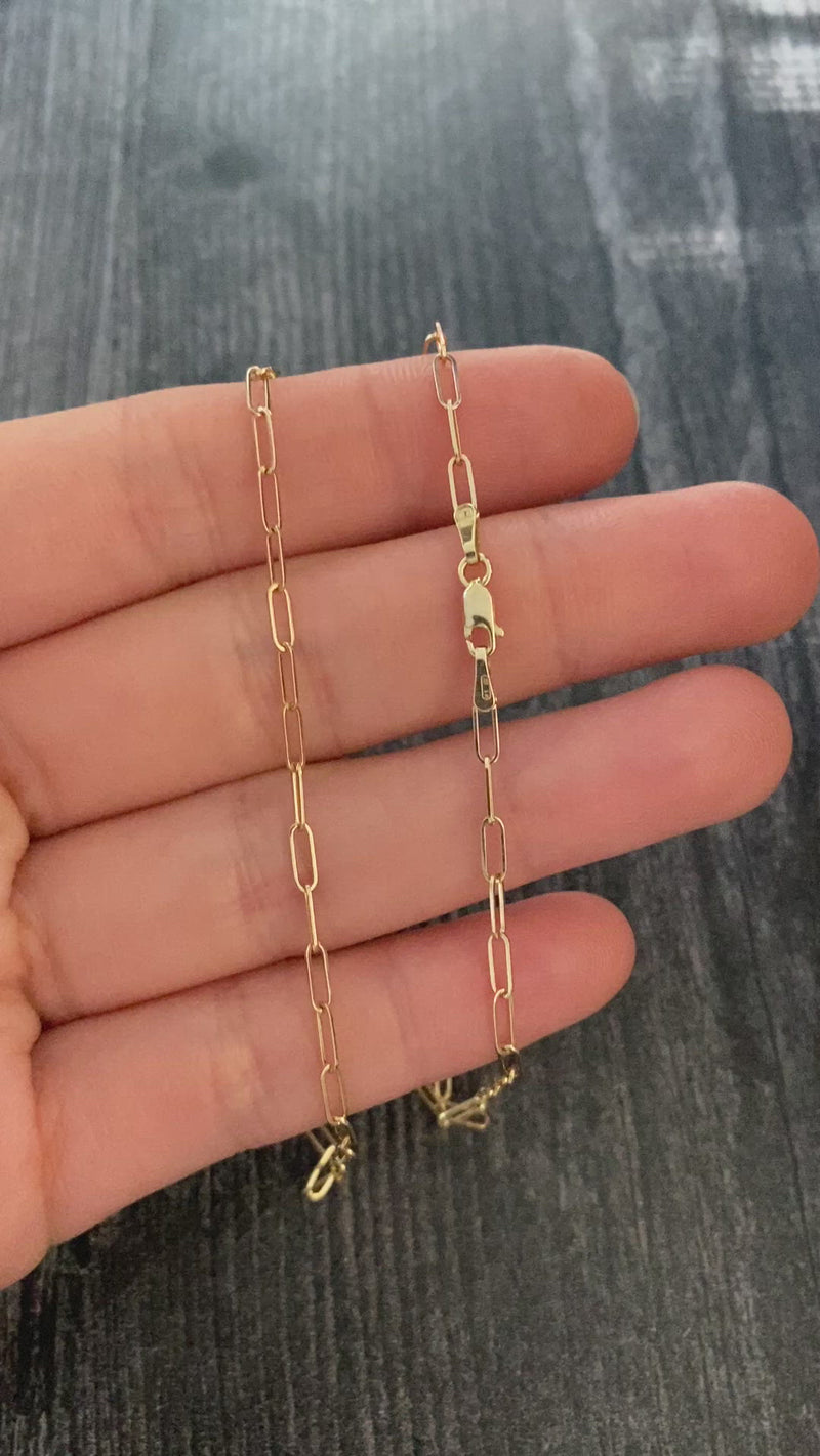 Small 14K Gold Open Link Paperclip Chain