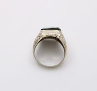 Art Deco 14K Gold Onyx Cameo Egyptian Revival Ring, Unisex