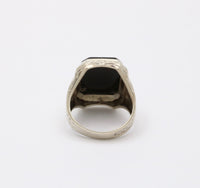 Art Deco 14K Gold Onyx Cameo Egyptian Revival Ring, Unisex