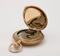 Antique Enamel, Diamond, and 14K Gold Forget Me Not Flower Pocket Watch