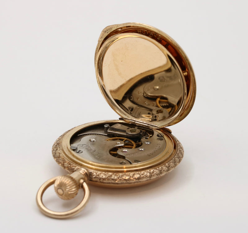 Antique Enamel, Diamond, and 14K Gold Forget Me Not Flower Pocket Watch