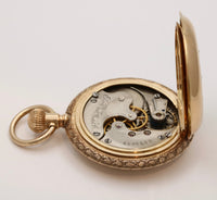 Antique Enamel, Diamond, and 14K Gold Forget Me Not Flower Pocket Watch