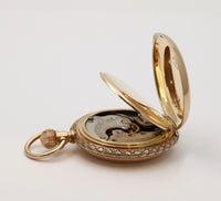 Antique Enamel, Diamond, and 14K Gold Forget Me Not Flower Pocket Watch
