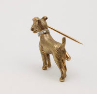Vintage 18K Gold and Diamond Terrier Dog Brooch