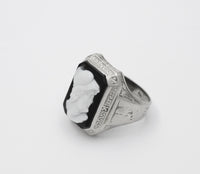 Art Deco 14K Gold Onyx Cameo Egyptian Revival Ring, Unisex