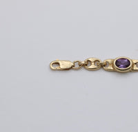 Vintage Multicolor Gemstone and 14K Gold Mariner Link Bracelet