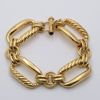 Vintage 18K Gold Twist Open Link Bracelet, 8” Long