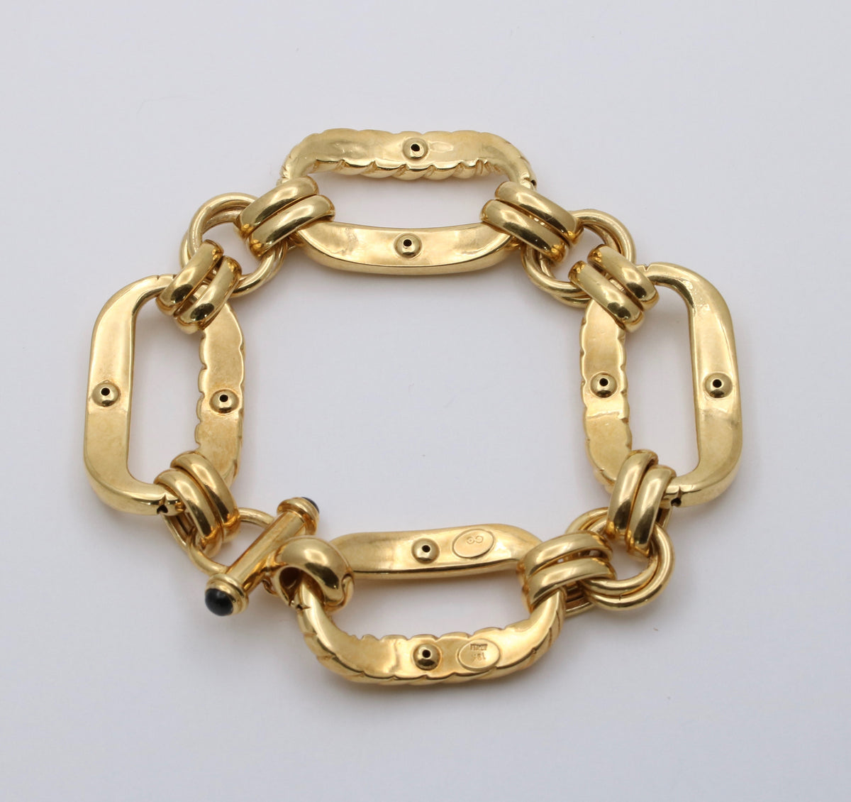 Vintage 18K Gold Twist Open Link Bracelet, 8” Long