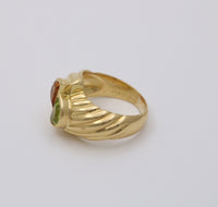 Vintage Citrine and Peridot 18K Gold Bypass Ring