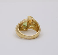 Vintage Citrine and Peridot 18K Gold Bypass Ring
