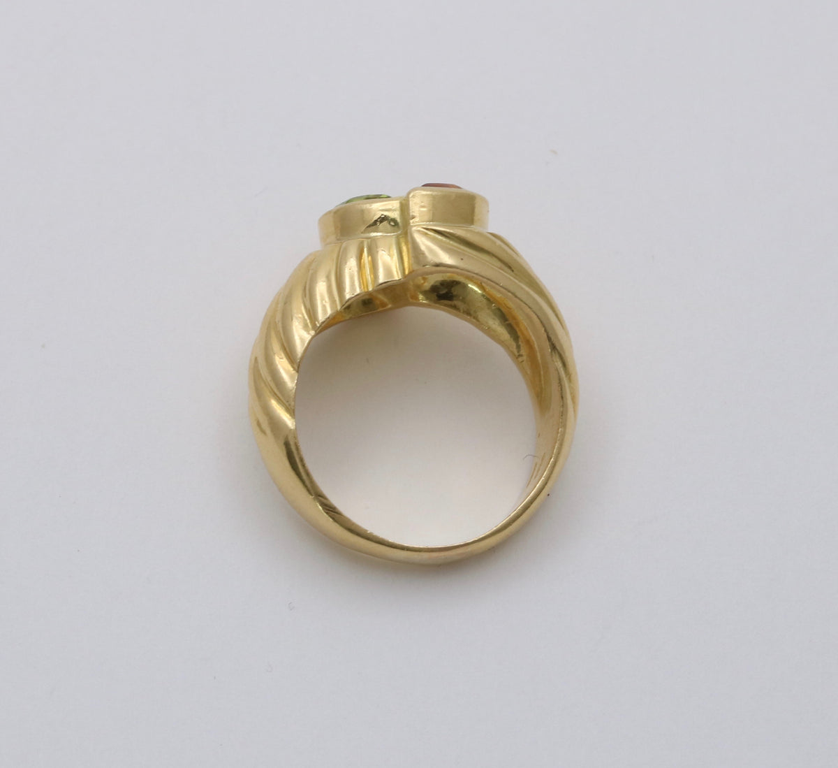 Vintage Citrine and Peridot 18K Gold Bypass Ring