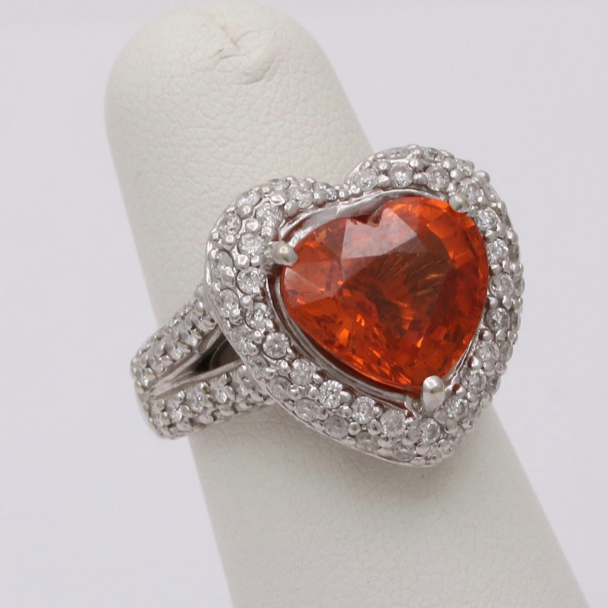 Mandarin Garnet and Diamond Heart-Shaped 14K Gold Dinner Ring