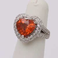 Mandarin Garnet and Diamond Heart-Shaped 14K Gold Dinner Ring