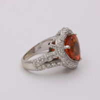 Mandarin Garnet and Diamond Heart-Shaped 14K Gold Dinner Ring