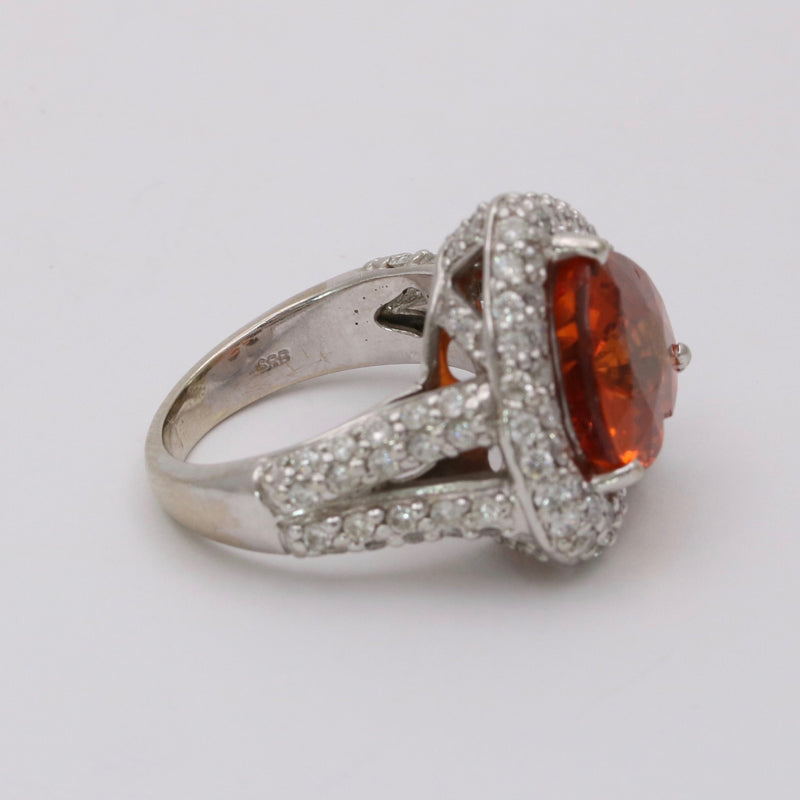 Mandarin Garnet and Diamond Heart-Shaped 14K Gold Dinner Ring