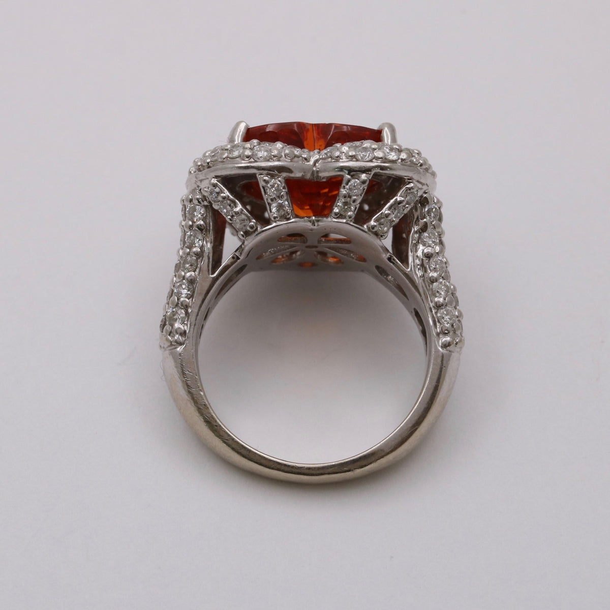 Mandarin Garnet and Diamond Heart-Shaped 14K Gold Dinner Ring