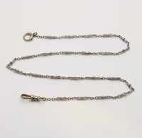 Art Deco Platinum Hourglass Shaped 14.75” Long Open Link Watch Chain