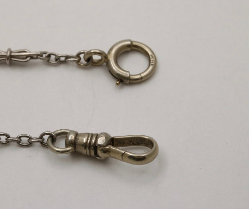 Art Deco Platinum Hourglass Shaped 14.75” Long Open Link Watch Chain