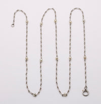 Art Deco Platinum and Pearl Paperclip Necklace, 27.4” Long