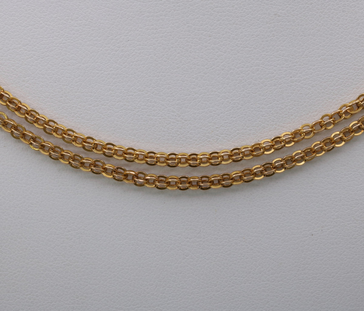 Victorian 14K Gold Open Link Longuard Chain, 49.5” Long