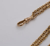 Victorian 14K Gold Open Link Longuard Chain, 49.5” Long