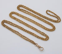 Victorian 14K Gold Open Link Longuard Chain, 49.5” Long