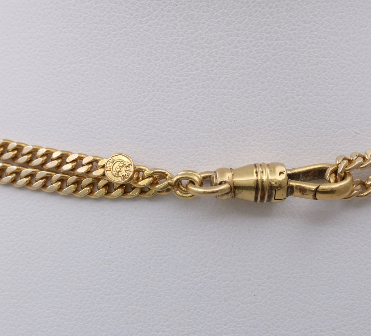 Art Deco 14K Gold Curb Link Longuard Chain, 60” Long