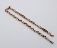 Victorian 9K Rose Gold Trombone Link Watch Chain, 15” Long