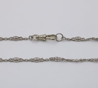 Art Deco Platinum Open Link Watch Chain, 13.25” Long