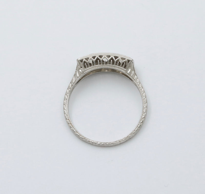 Art Deco Three Stone Diamond and Platinum Ring
