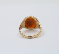 Antique Carved Carnelian Intaglio Ducks and 14K Gold Signet Ring