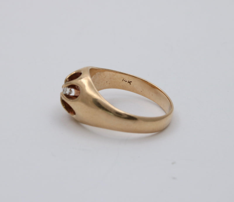 Antique Diamond and 14K Gold Belcher Ring