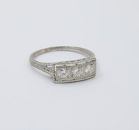 Art Deco Three Stone Diamond and Platinum Ring