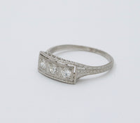 Art Deco Three Stone Diamond and Platinum Ring