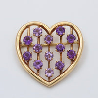 Vintage Tiffany & Co 14K Gold and Gradient Amethyst Heart Pin