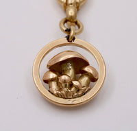 Antique 14K Gold Mushroom Fob and Pendant, 30.5 Grams