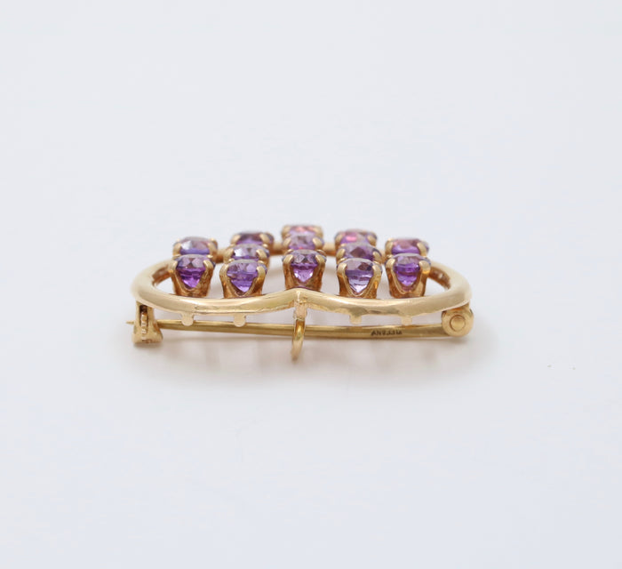 Vintage Tiffany & Co 14K Gold and Gradient Amethyst Heart Pin