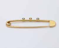Vintage 18K Gold, Diamond and Emerald Safety Pin, Chain Extender, Charm Enhancer