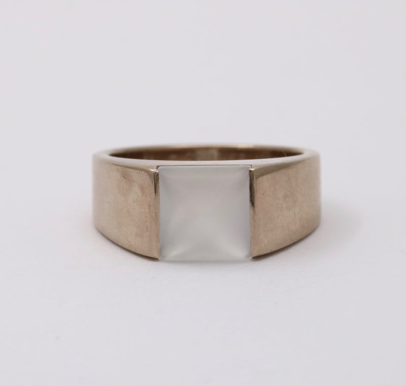 Vintage Cartier Moonstone and 18K Gold Tank Ring, Size 53
