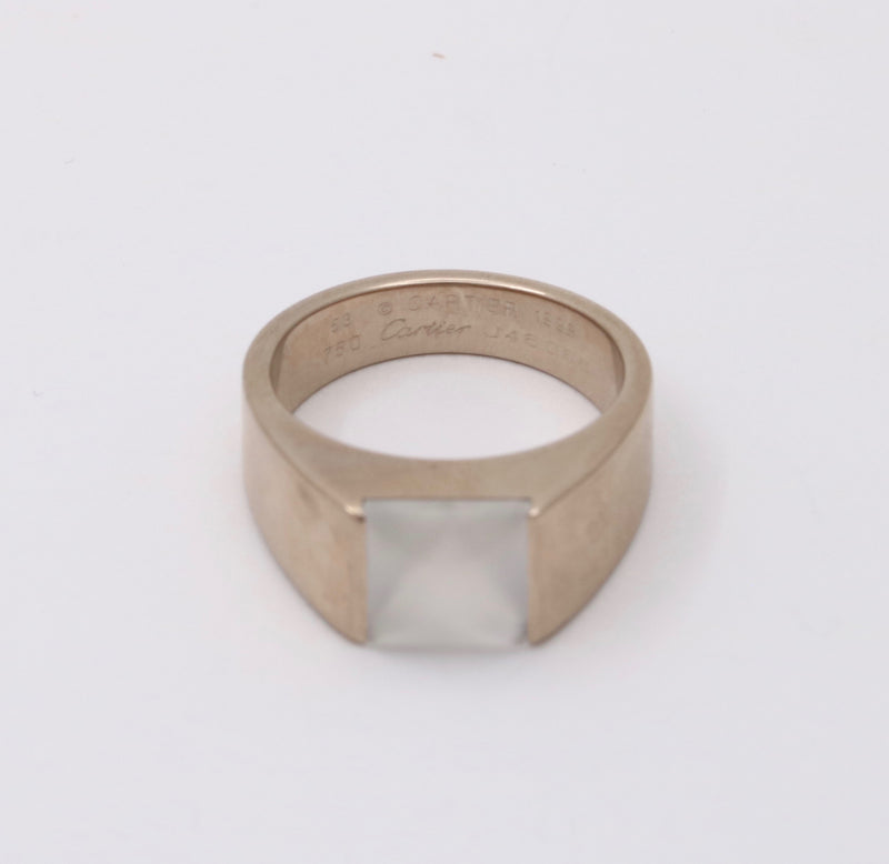 Vintage Cartier Moonstone and 18K Gold Tank Ring, Size 53