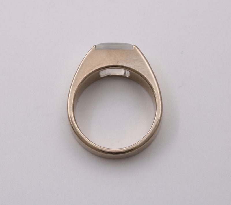 Vintage Cartier Moonstone and 18K Gold Tank Ring, Size 53